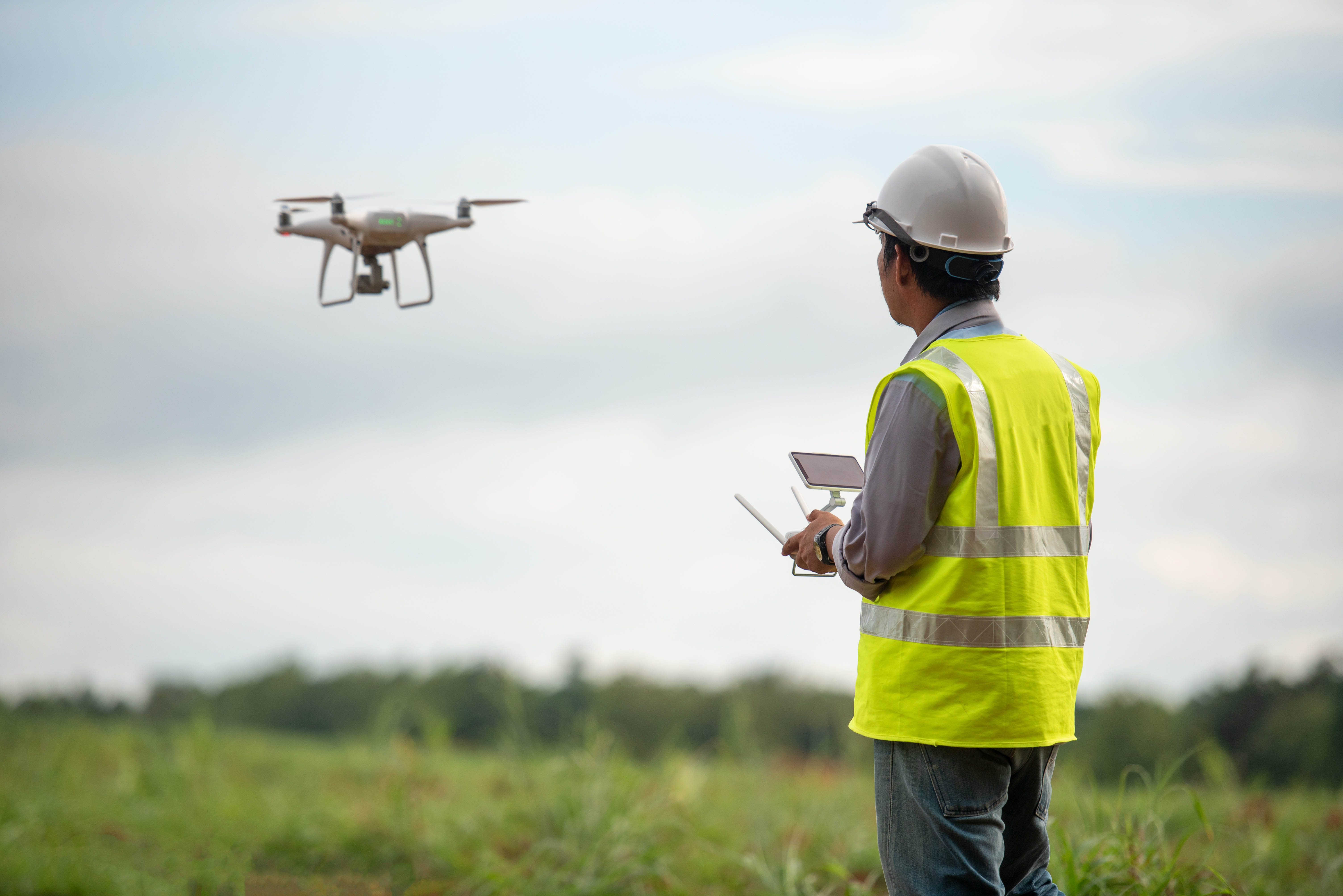 Construction engineer control drone survey land for real estate Home
